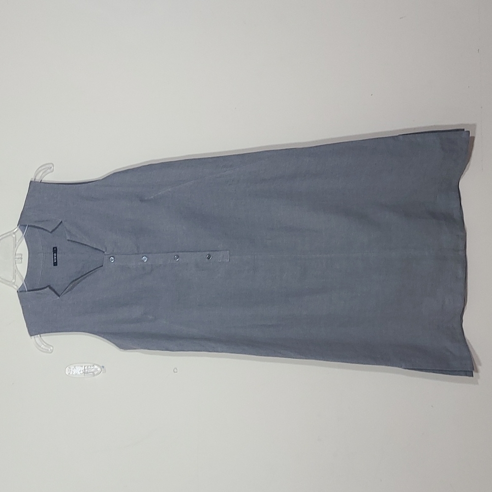 Vivid Linen Sleevesles Grey Lagenlook Maxi Dress S